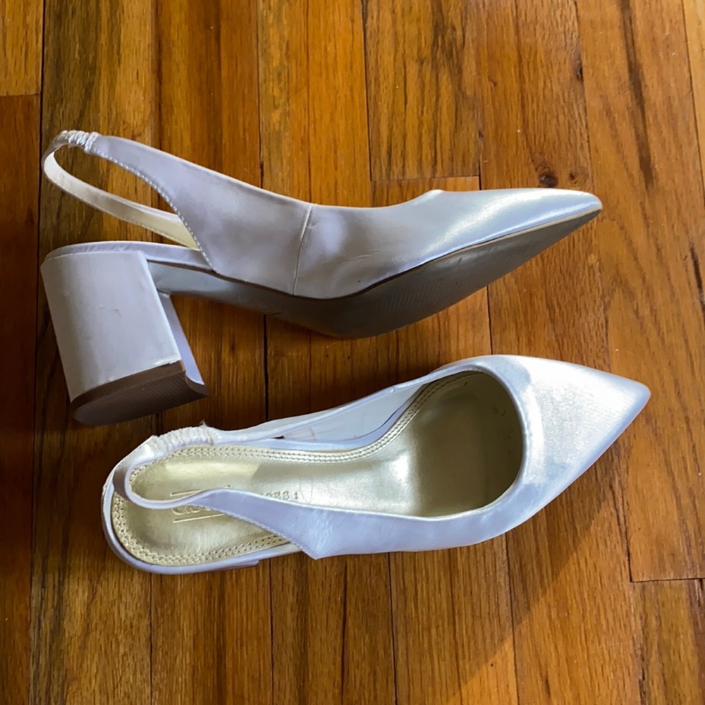 ASOS ivory Satin block heel